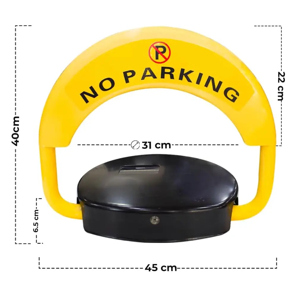 Yellow 'No Parking' barrier with black base