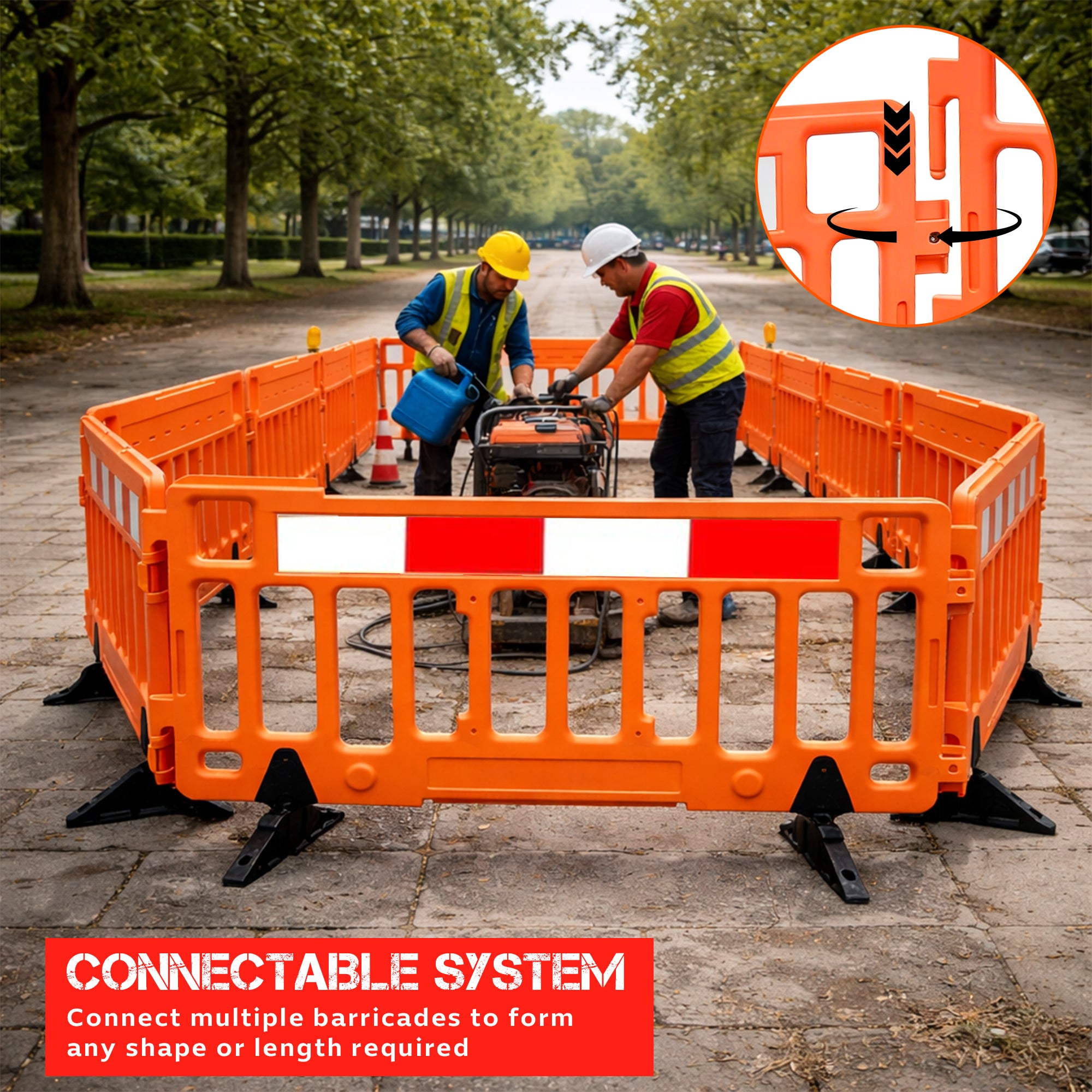 Road safety high visibility barricade for traffic and construction areas