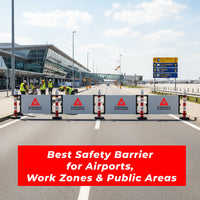 Road safety barrier post set with 120×75CM sign board for parking and work areas