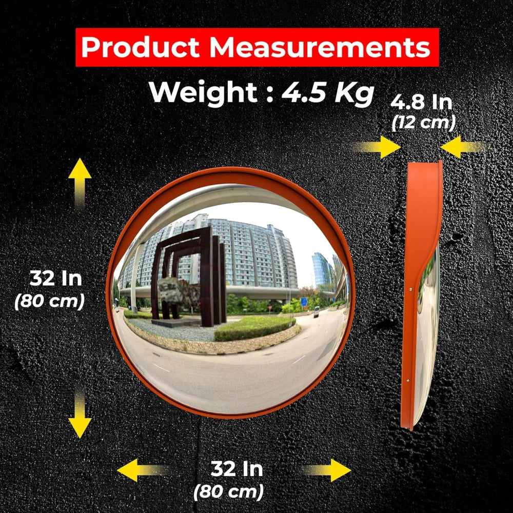 Round 80cm convex mirror for driveway and parking blind spot safety