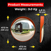 Round 120cm convex mirror with wide angle visibility for parking and road safety