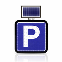 Parking sign with solar panel on a white background