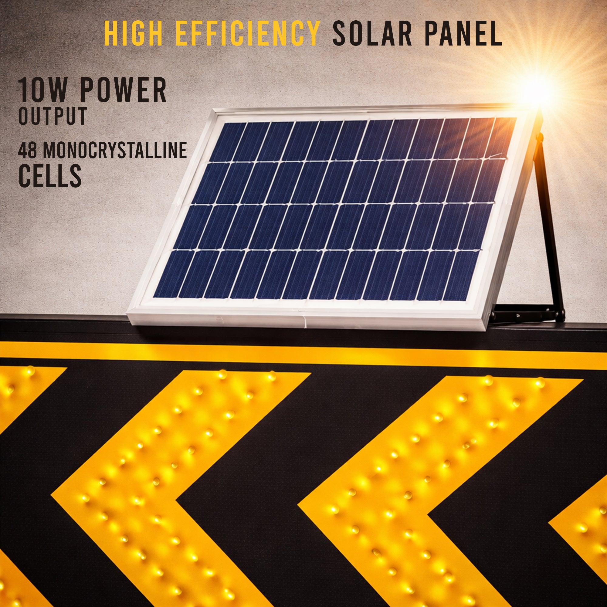Solar powered 1200mm yellow arrow safety sign with stand for traffic guidance