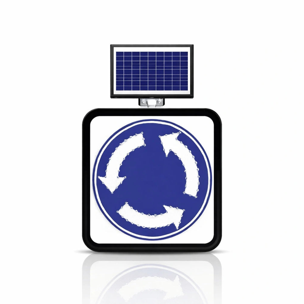 Solar roundabout traffic sign 600MM LED warning for road safety