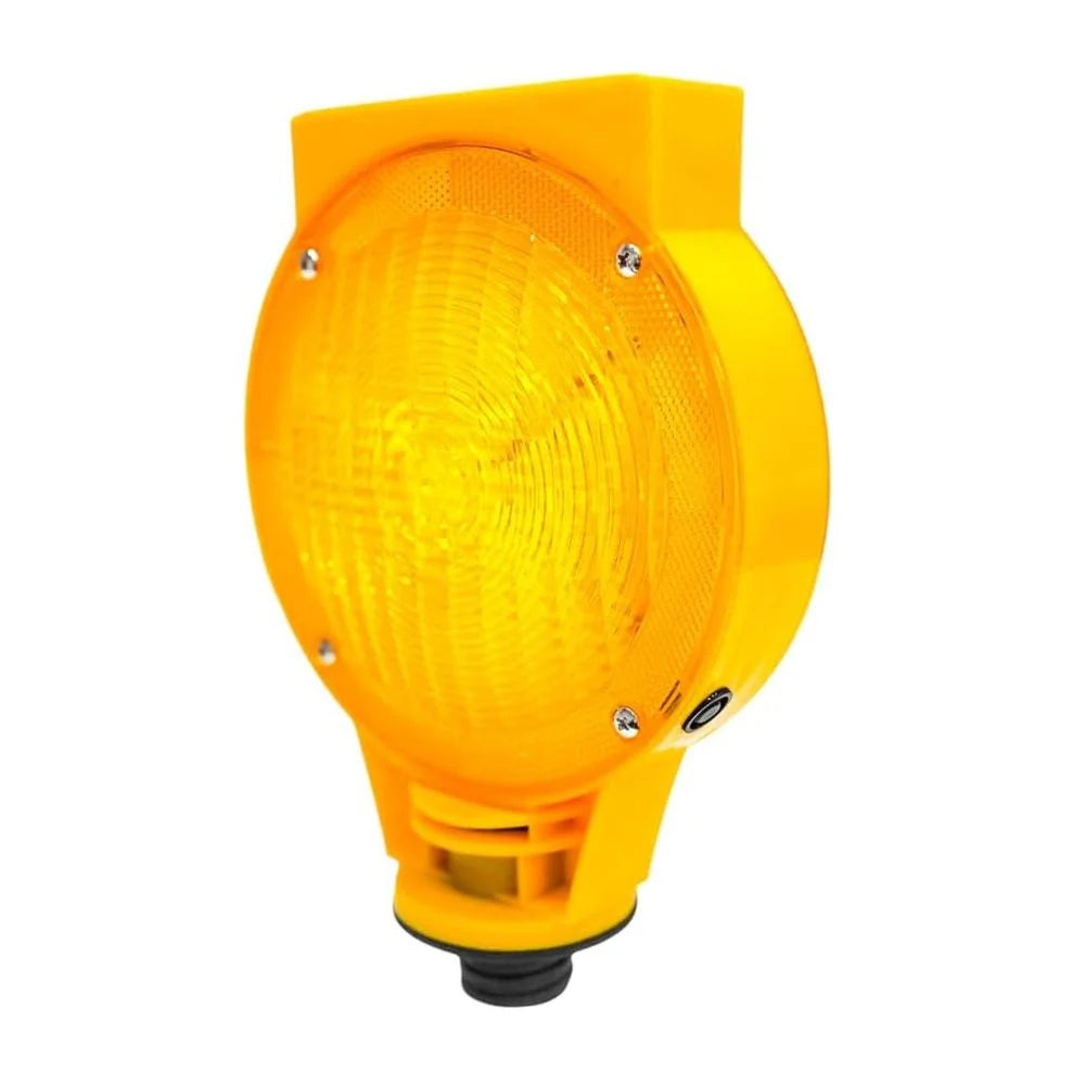Yellow traffic light on a white background