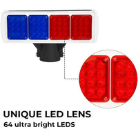 Red and blue LED solar strobe warning light for construction and emergency use