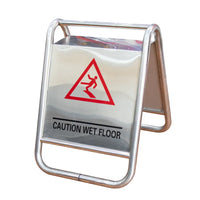 Caution wet floor sign with red triangle and warning symbol on a white background