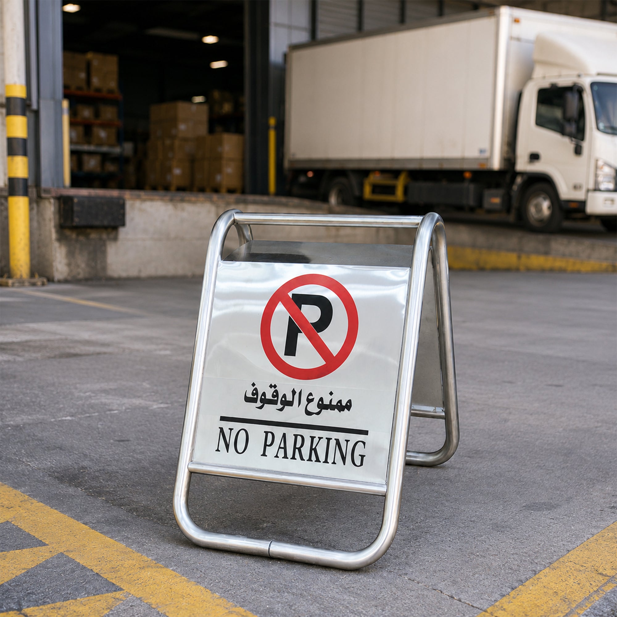 No parking stainless steel sign for indoor and outdoor safety applications
