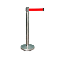Stainless Steel Queue Barrier with 2 Meter Red Retractable Belt