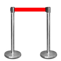 Stainless Steel Queue Barrier with 2 Meter Red Retractable Belt