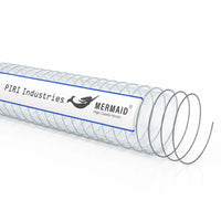 Clear hose with PIRI Industries Mermaid branding on a white background