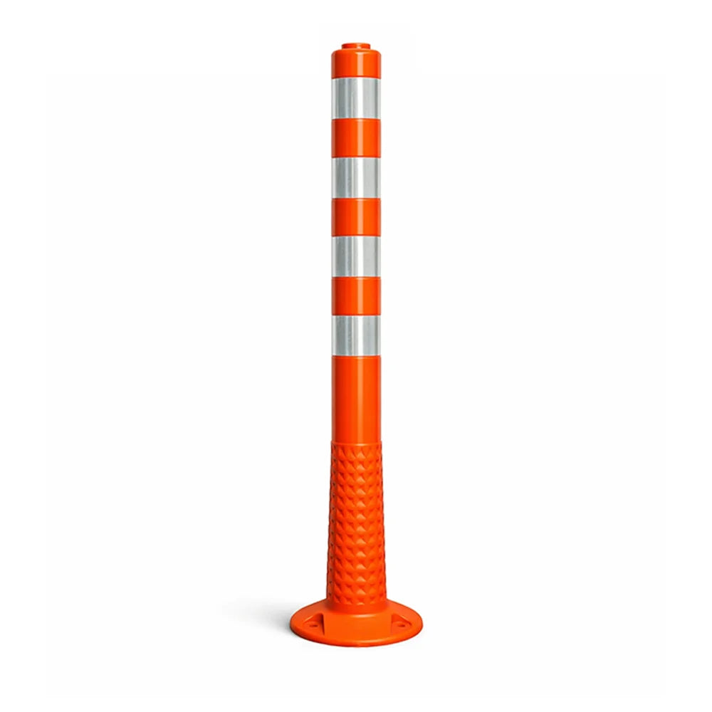 Traffic delineator post orange flexible reflective for road safety and lane guidance