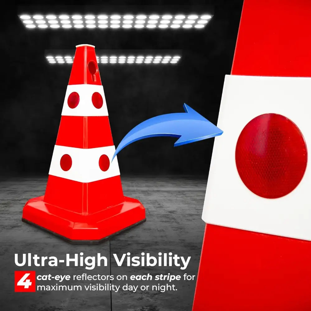 62cm heavy duty PVC reflective traffic safety cone for construction zones