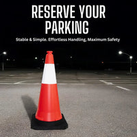 Red 75cm traffic safety cone with PE base for road and site management