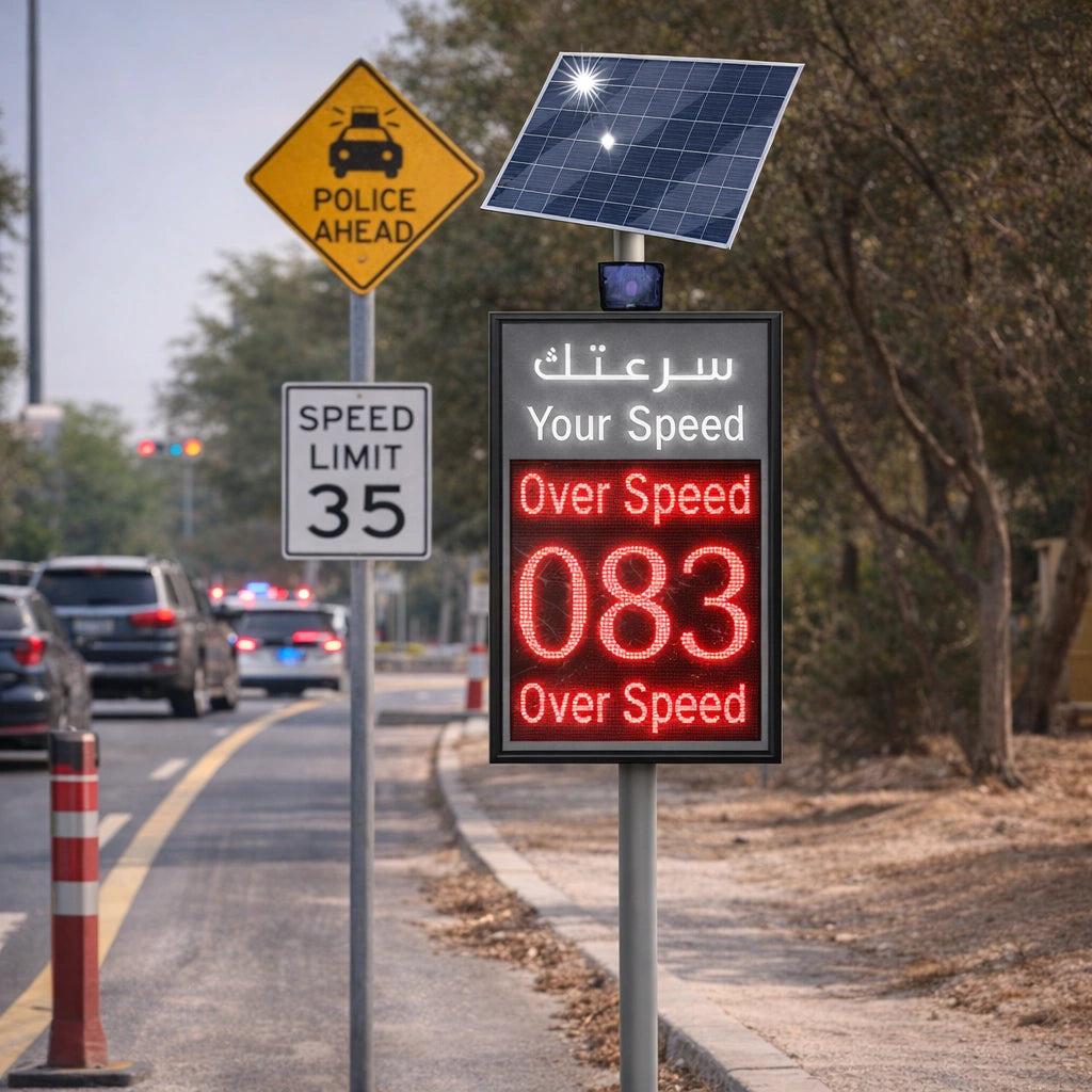 Traffic speed detection radar LED display with solar power