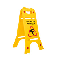 Two-sided wet floor caution sign 64cm yellow for slip hazard warning in public areas