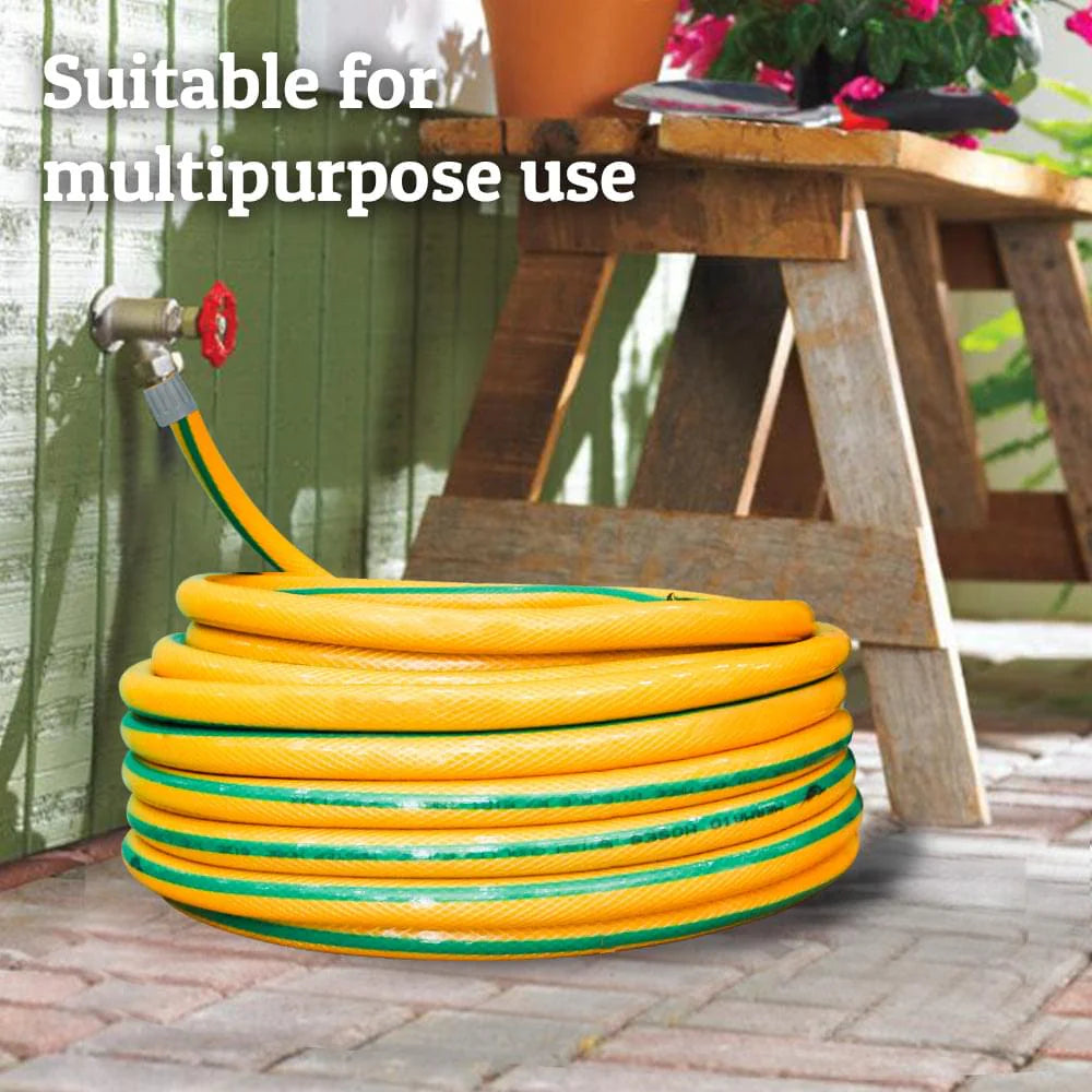 Bright yellow reinforced garden hose by Mermaid, 1/2 inch, 50M length