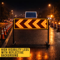 1200mm solar yellow arrow traffic warning sign with stand for roadworks and detours