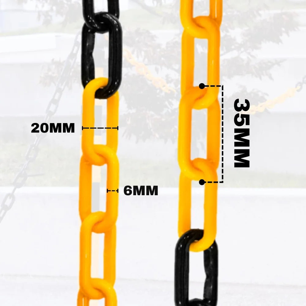 Berry plastic warning chain 6mm 25m in yellow and black for safety zones