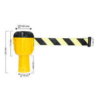 Yellow retractable cone barrier tape 9 meter for traffic control