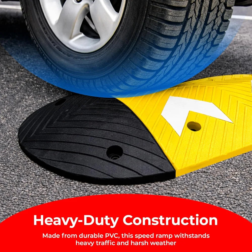 Yellow 55cm PVC speed ramp with 7.5cm height for parking and driveway safety