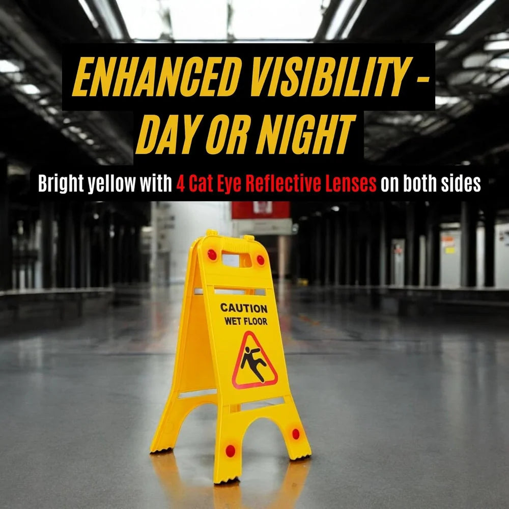 64cm yellow double sided wet floor sign for indoor safety and warning use
