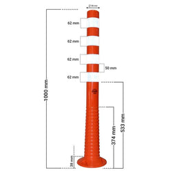100CM flexible reflective delineator post for traffic lane guidance