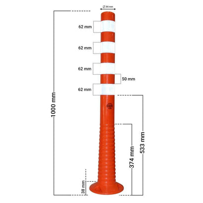 100CM flexible reflective delineator post for traffic lane guidance