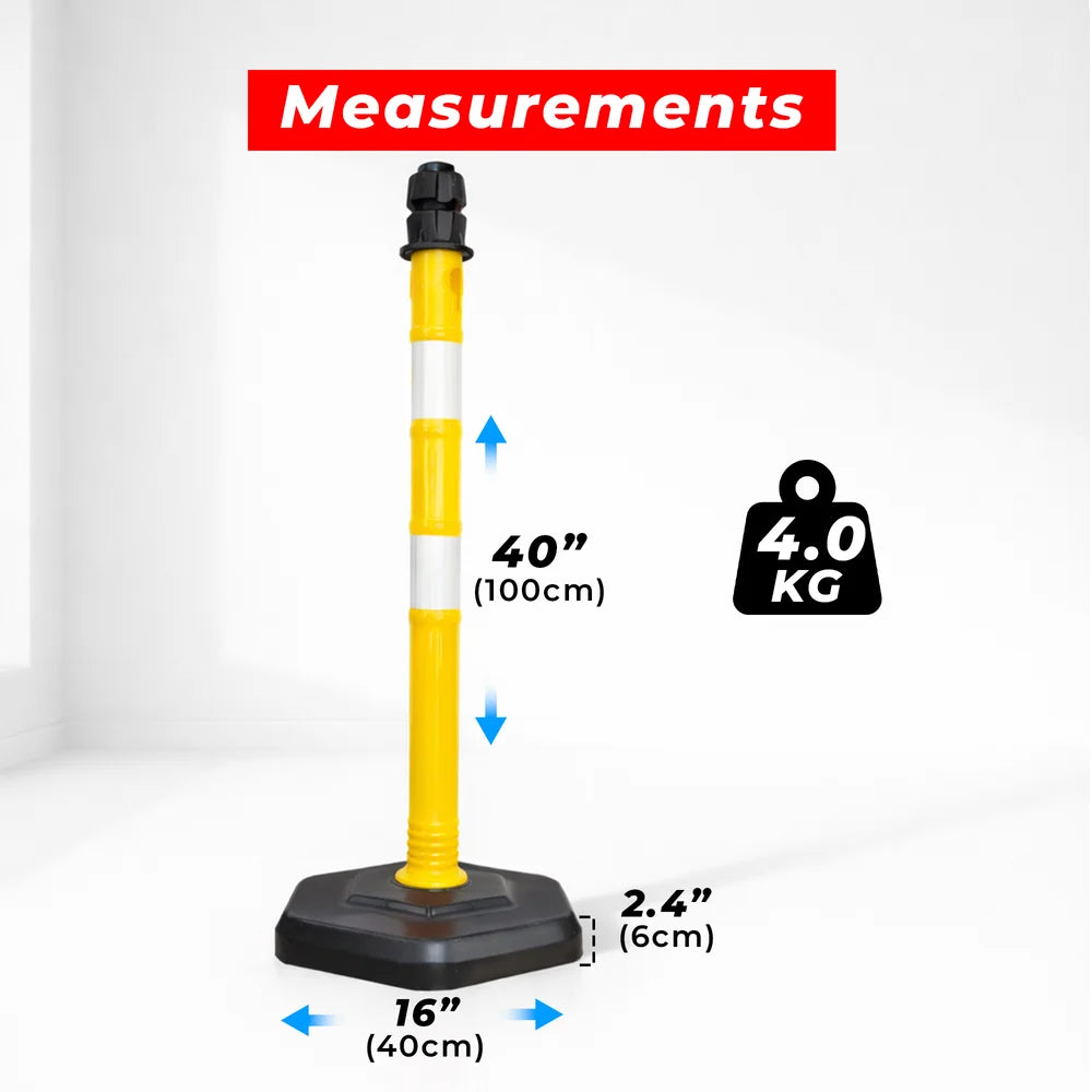 100cm yellow traffic delineator post with PVC base for crowd and road control