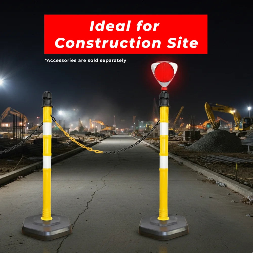 100cm yellow road delineator post with PVC base for lane and hazard marking