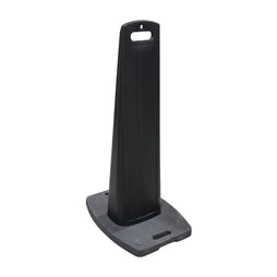 110cm Black Delineator Post with Weighted Base | Customizable Blank Panel Safety Barrier
