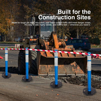 Blue 110cm traffic safety post with base for road and construction zones