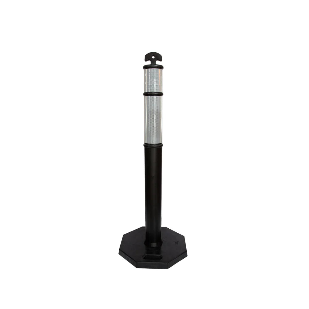 Black traffic delineator post