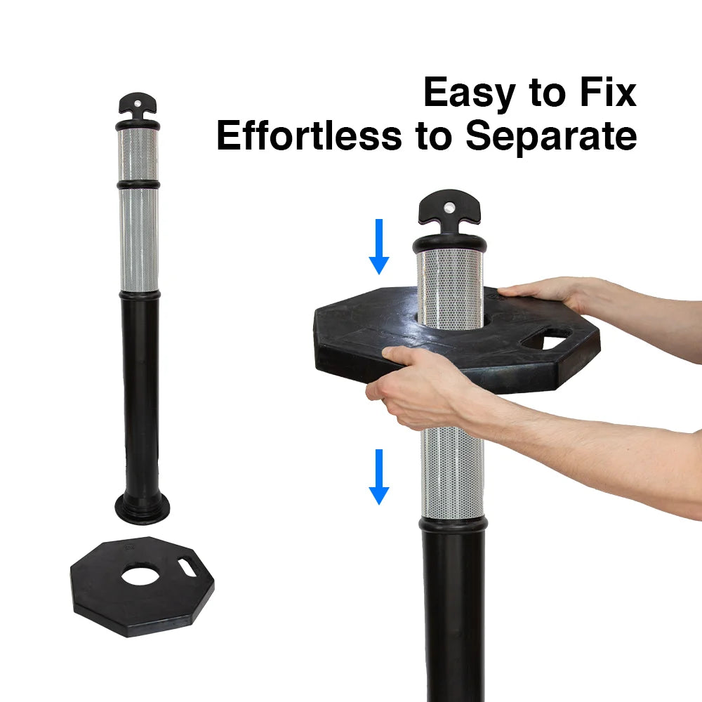 Black rubber base delineator