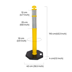 Yellow traffic delineator post measurements
