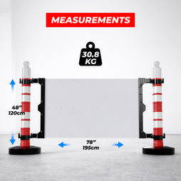 Barrier post set with 120×75CM sign board for road safety and parking management