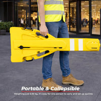 Portable yellow expandable barrier 2.3m with water filling for stability