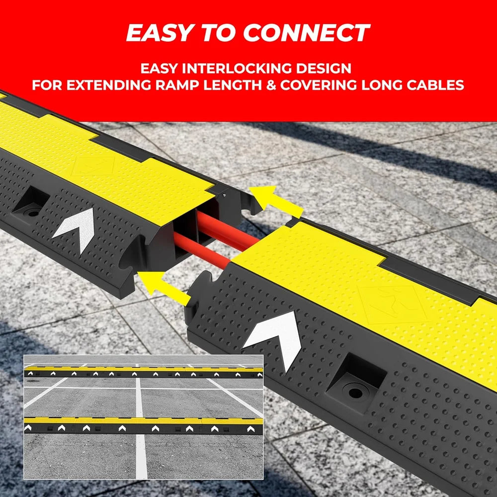 PVC 2 channel cable ramp with flip open lid for traffic and cable protection