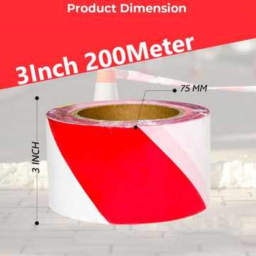 Red White Barrier Tape 3 Inch x 200M | Non Adhesive Warning Tape