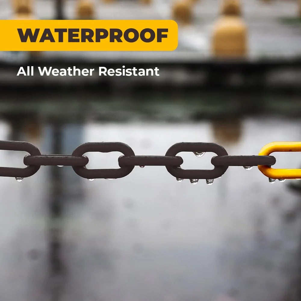 25 meter 6mm plastic barrier chain yellow and black Berry for crowd control