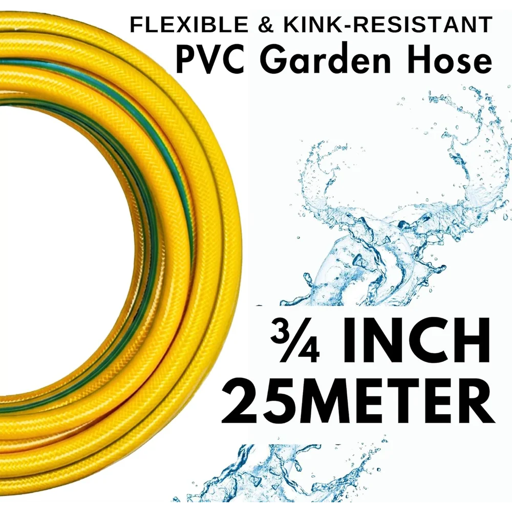 Mermaid 3/4 inch yellow reinforced water hose 25m for garden watering and utility use