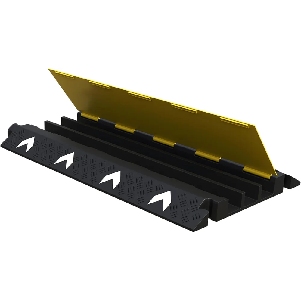 1 meter black and yellow 3 channel floor cable cover ramp for cable protection and safety