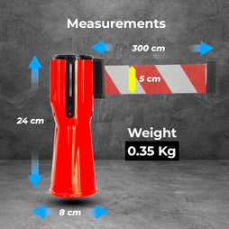 3 meter red and white retractable cone belt, ideal for marking restricted areas