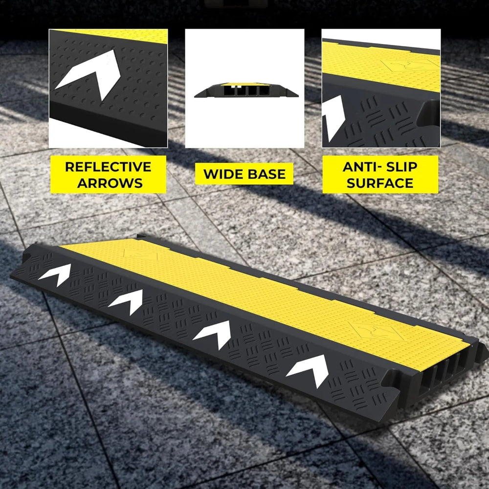 cable protector Ramp with reflective arrows, wide base, and anti-slip surface