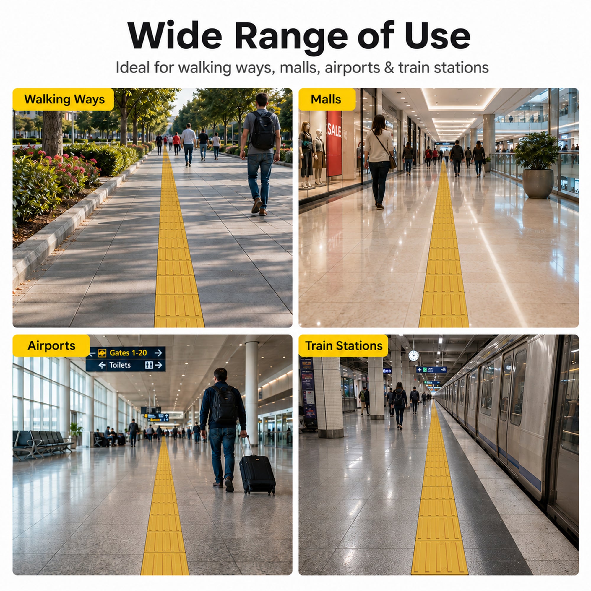40x40cm yellow tactile paving tile for accessibility and wayfinding
