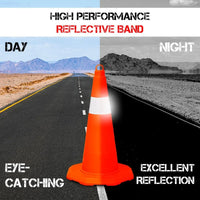 High-performance reflective band with a traffic cone.