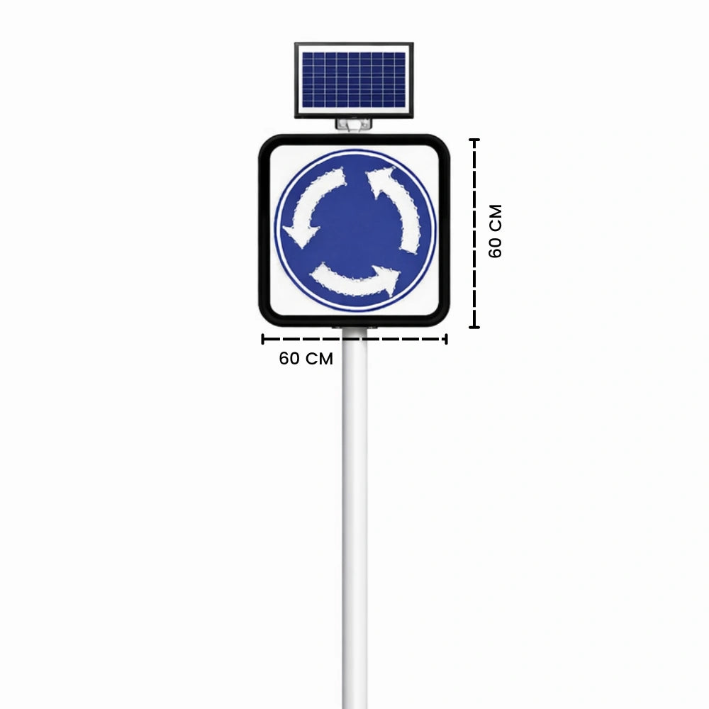 600MM solar LED roundabout warning sign for traffic control