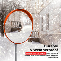 Weatherproof convex mirror.