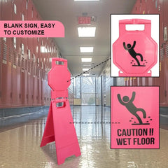 Blank Safety Floor Sign Pink Foldable A-Frame