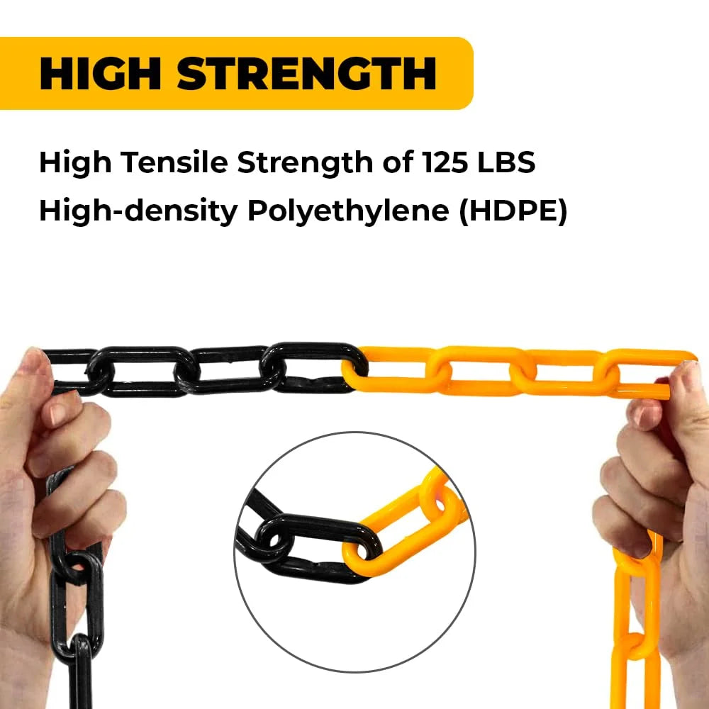 6mm yellow and black plastic safety chain 25 meter by Berry for barrier use